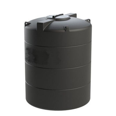 Picture of 4000 litre NON-POTABLE vertical tank D:1700 H:2300mm. Black. 620mm lid. 2" BSPM