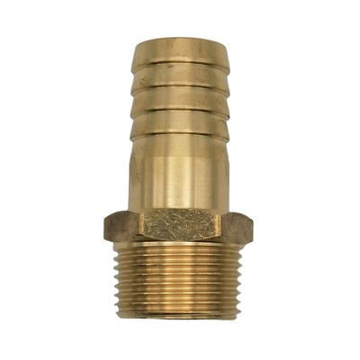 Picture of Brass male BSPT x hosetail adaptor. Hose ID  2" x 2" BSPT male thread