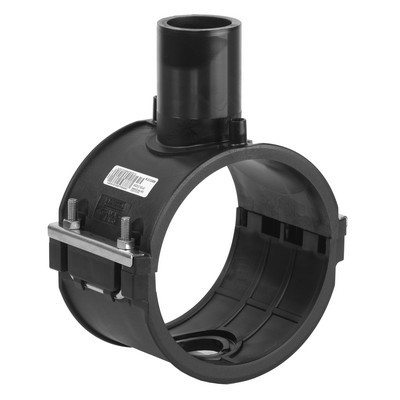 Picture of 110mm x 63mm Plasson EF Branch Spigot Saddle - PE100 black