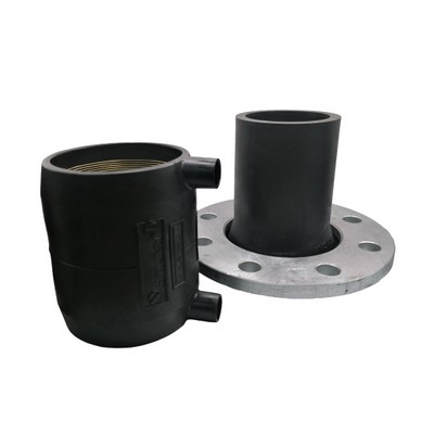 Picture of 63mm x DN80 PN16 Radius flange adaptor & EF coupler - PE100 black 4mm x 40v