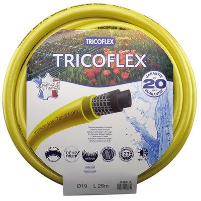 Picture of 2" x 25 metres TRICOFLEX yellow braided PVC water hose. 8 Bar OP. 63mm OD
