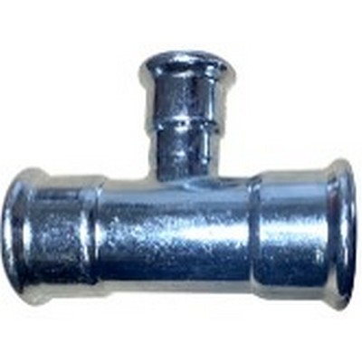 Picture of 35x22mm 316L Stainless Steel Pressfit Tee Reducing on branch. EPDM seal. WRAS