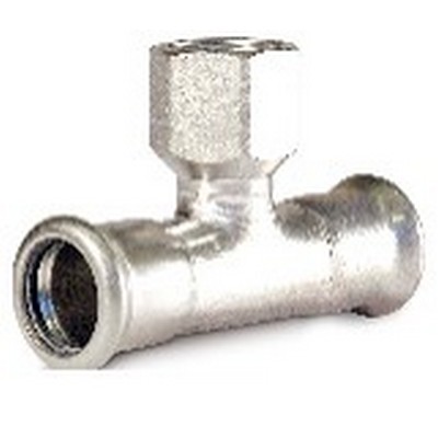 Picture of 54mmx2" 316L Stainless Steel Pressfit Tee Female BSP on branch. EPDM seal. WRAS